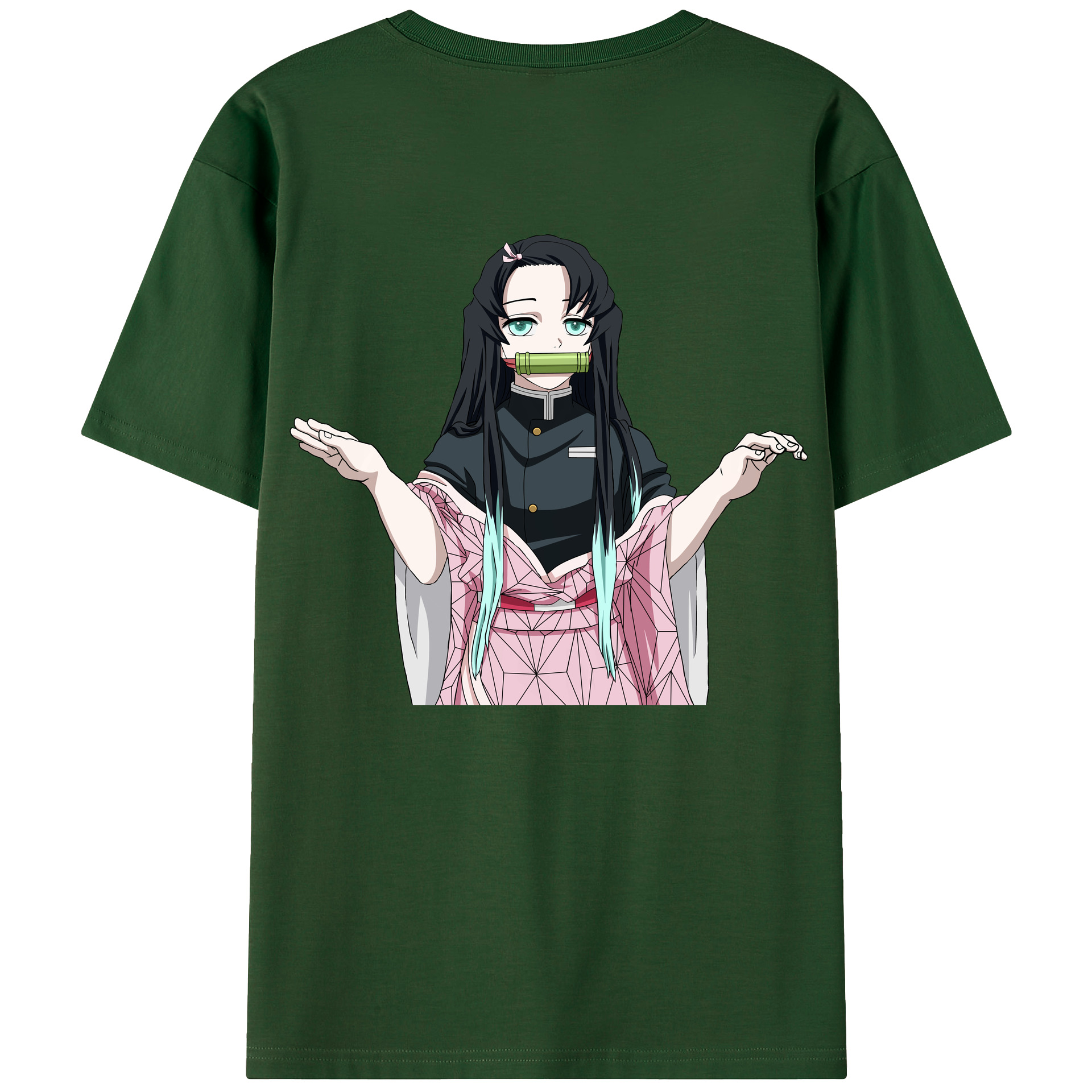 （画像用） 鬼滅の刃（きめつのやいば）竈門 禰󠄀豆子／かまど ねずこ Kamado Nezuko 綿100％半袖Tシャツ（背面プリント）